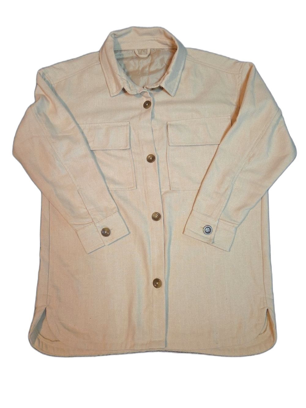 Serra Women's Beige Button-Front Jean Shacket